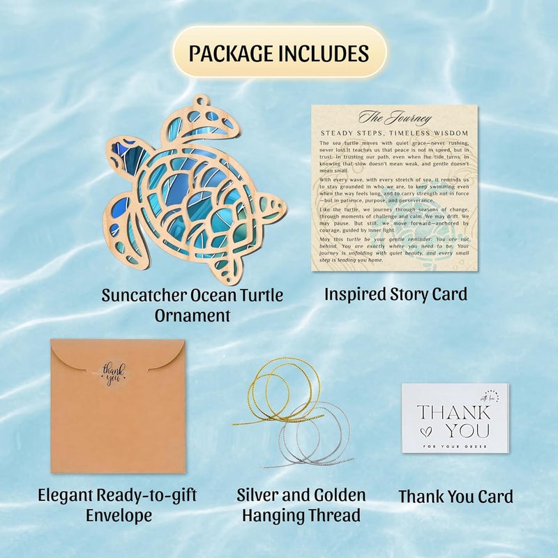 Hutato Sea Turtle Acrylic Suncatcher Ornament with Story Card, Sea Turtle Gifts for Women, Beach Gifts for Women, Beach Christmas Ornaments for Tree, White Elephant Presents for Friendship - Image 2